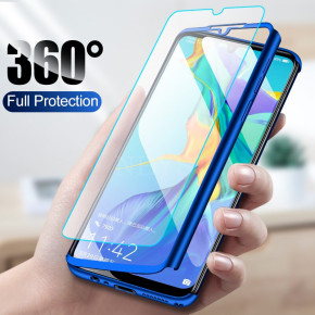 Твърд калъф лице и гръб 360 градуса със скрийн протектор FULL Body Cover за Huawei Y9 2019 син 